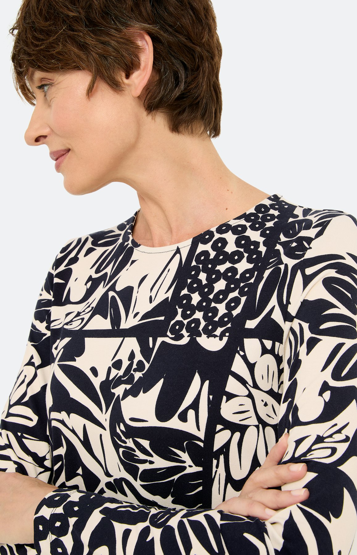 Langarmshirt mit All Over-Print, marine