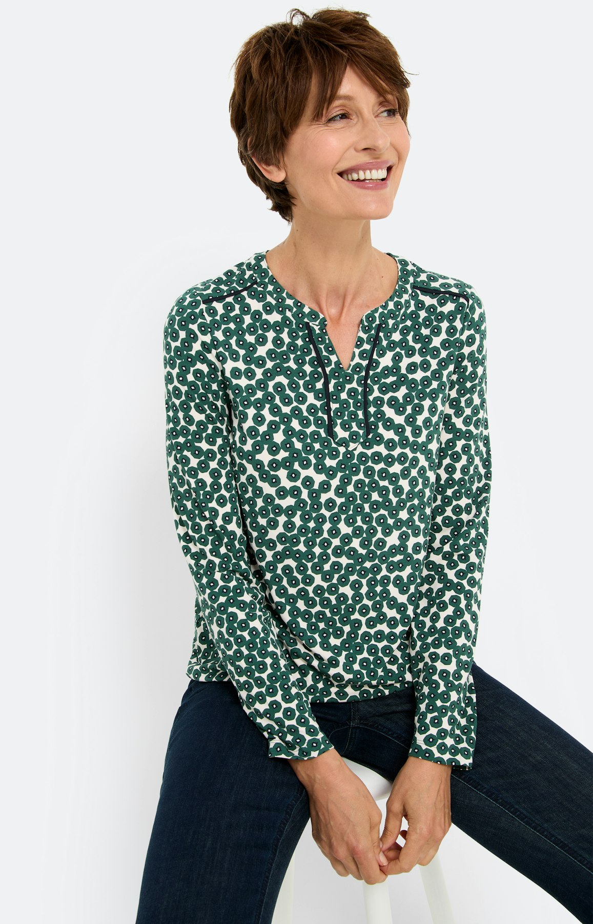 Shirt met motief, donkergroen