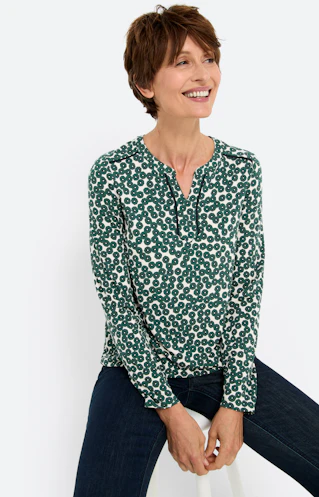 Shirt met motief, donkergroen