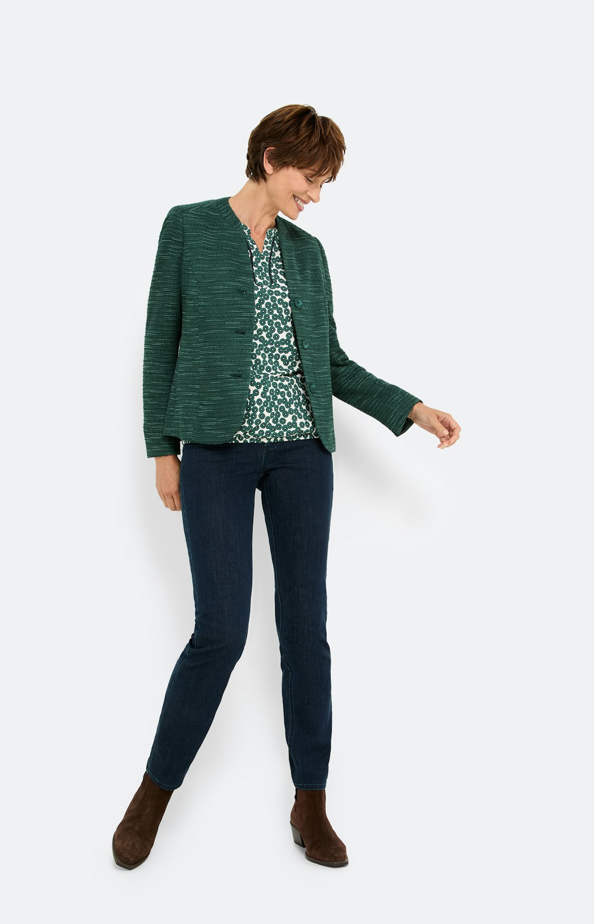 Shirt met motief, donkergroen