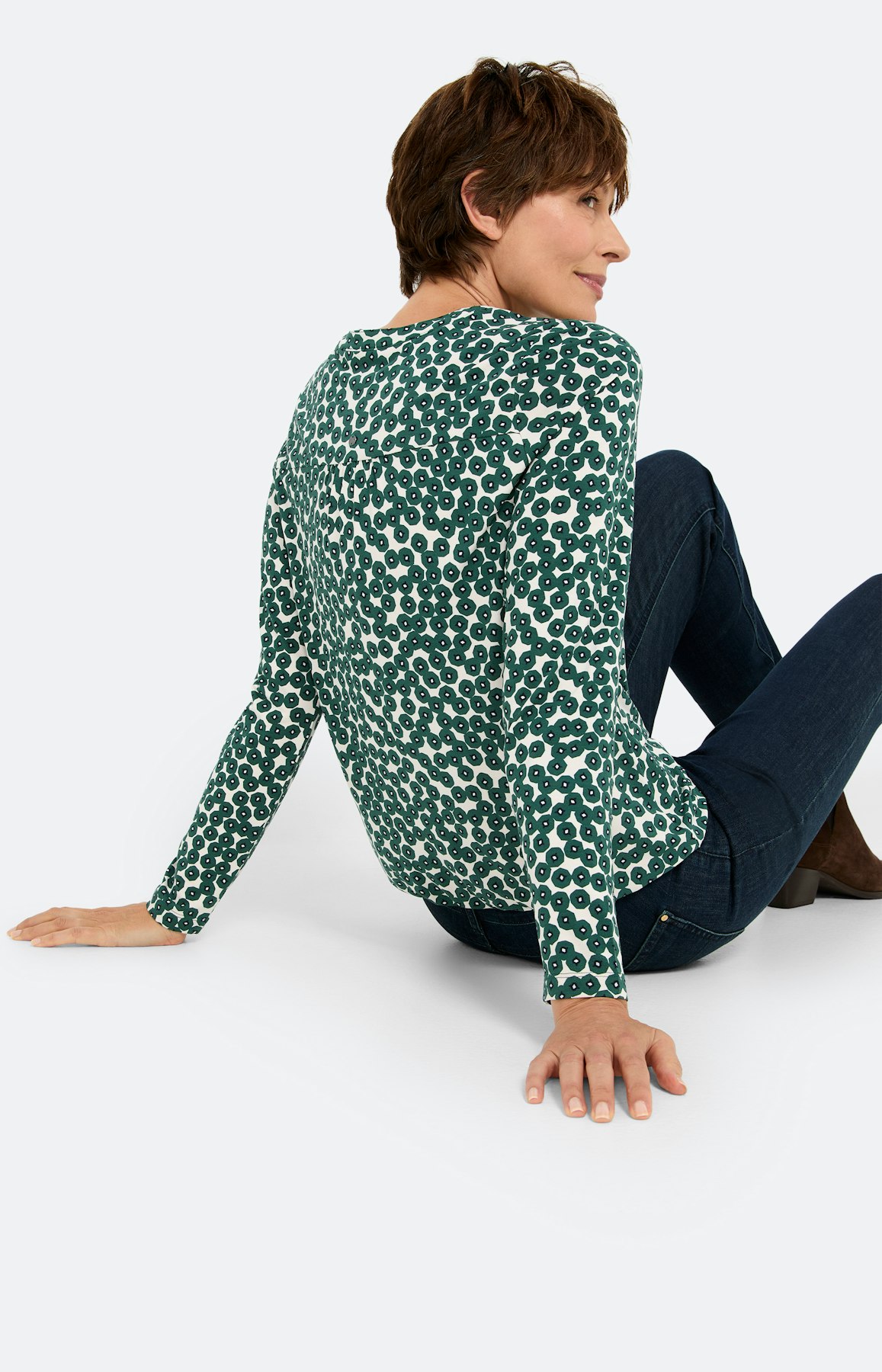 Shirt met motief, donkergroen