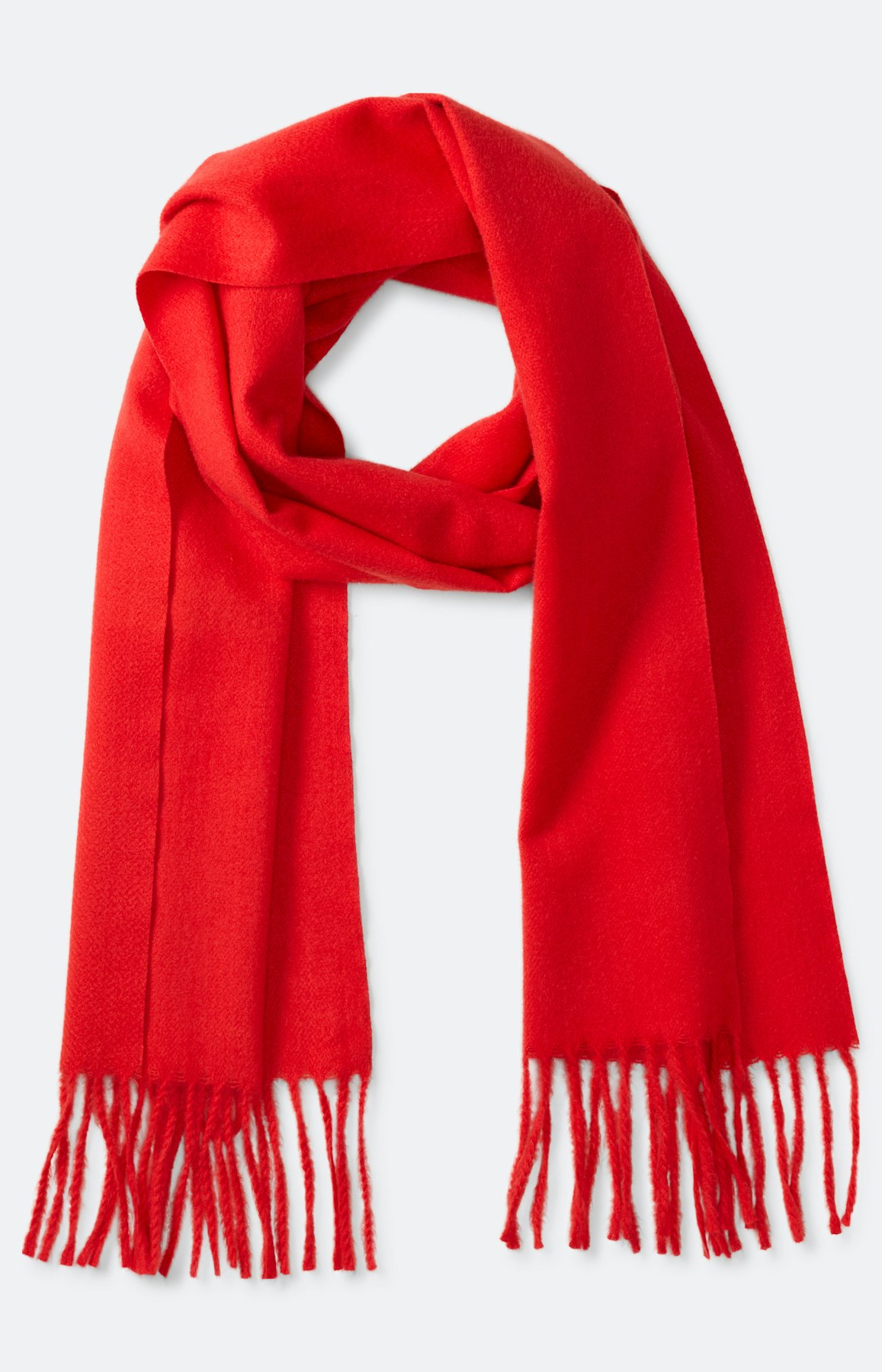 Sjaal met franje, robijnrood