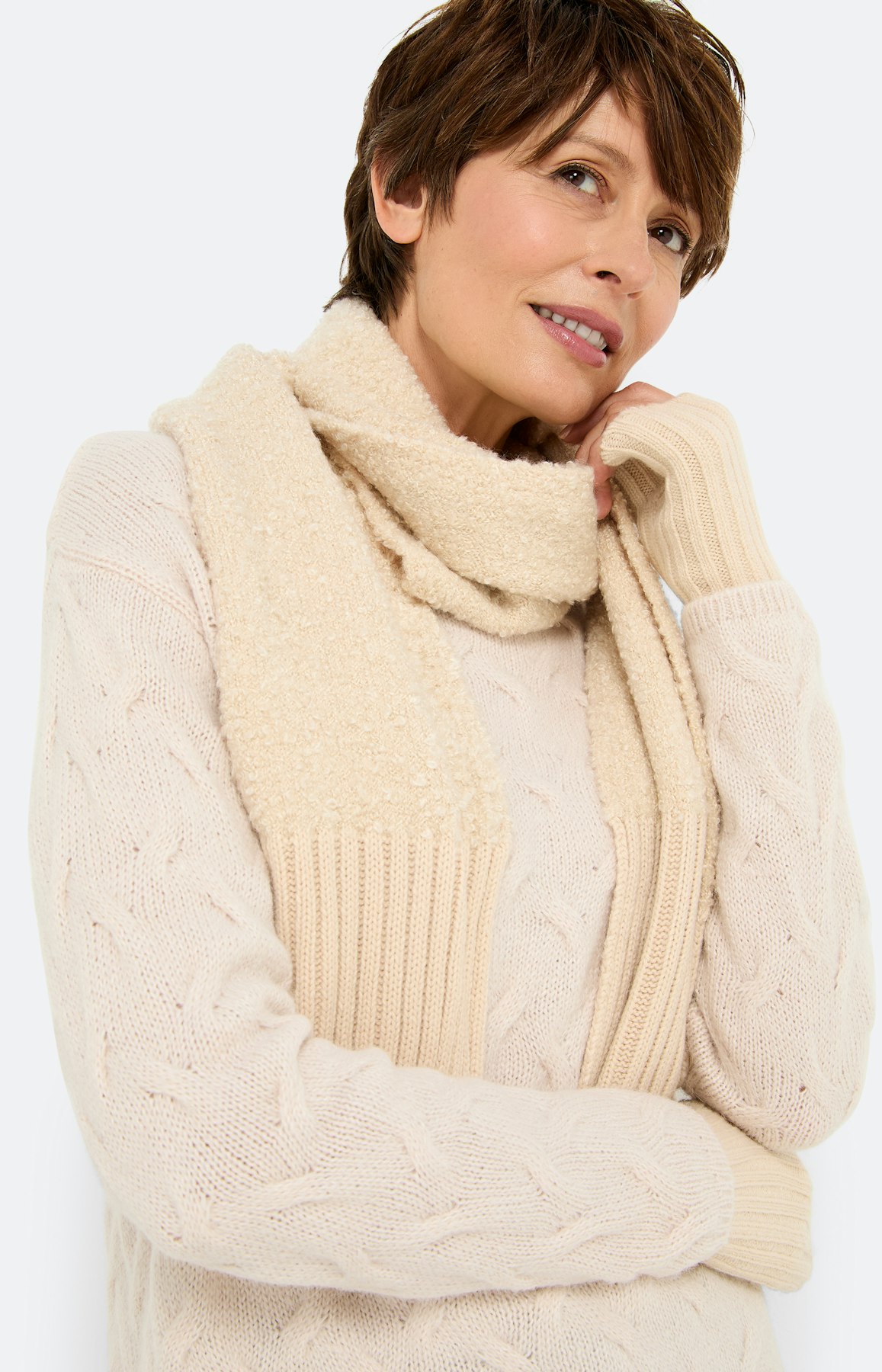 Sjaal met boucléstructuur, beige