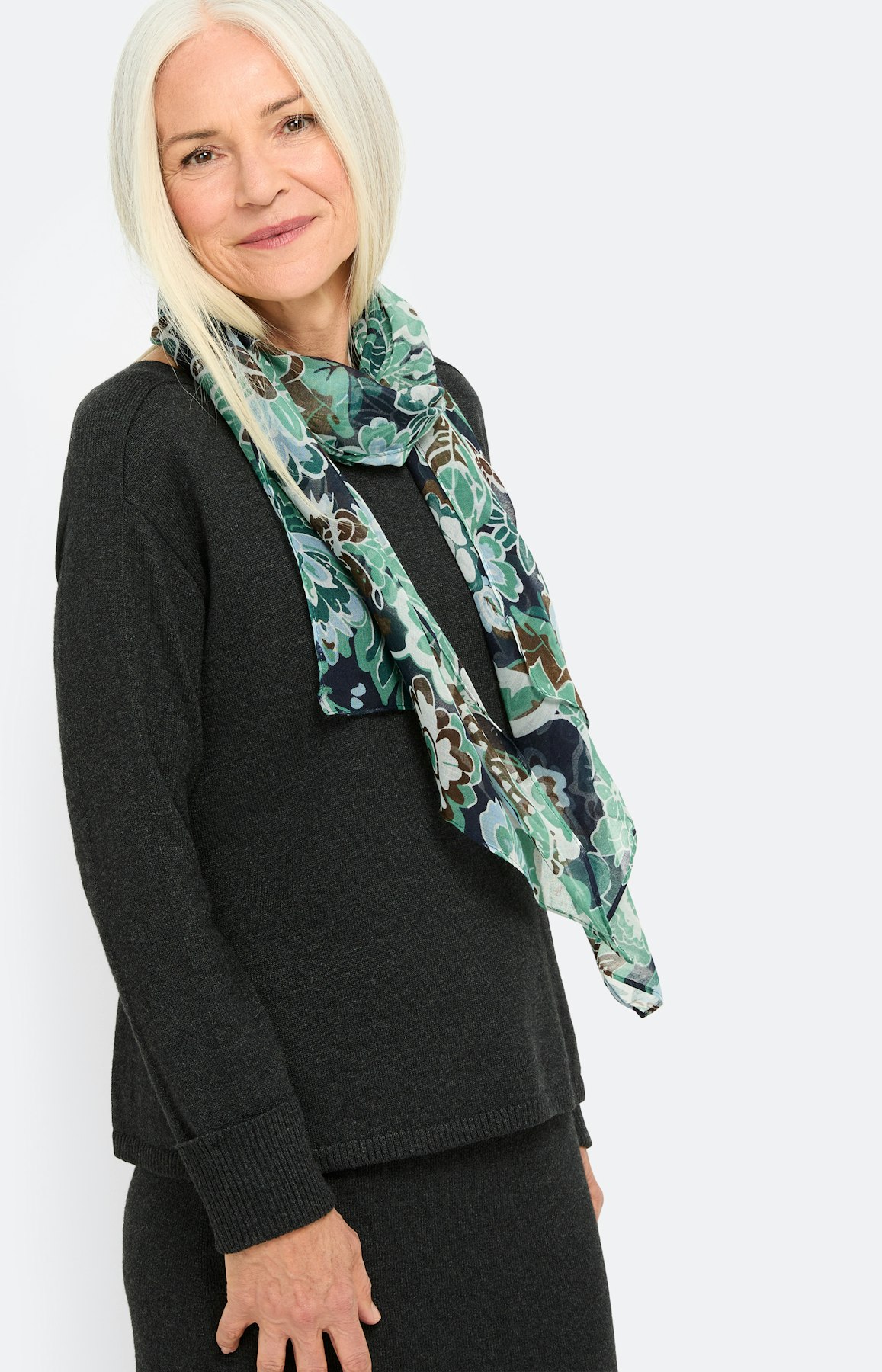 Sjaal met bloemmotief, groen