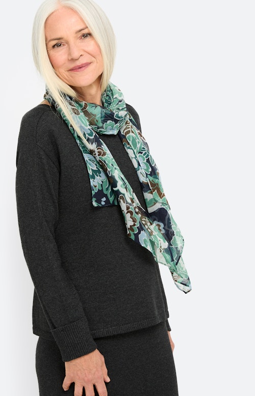 Sjaal met bloemmotief, groen