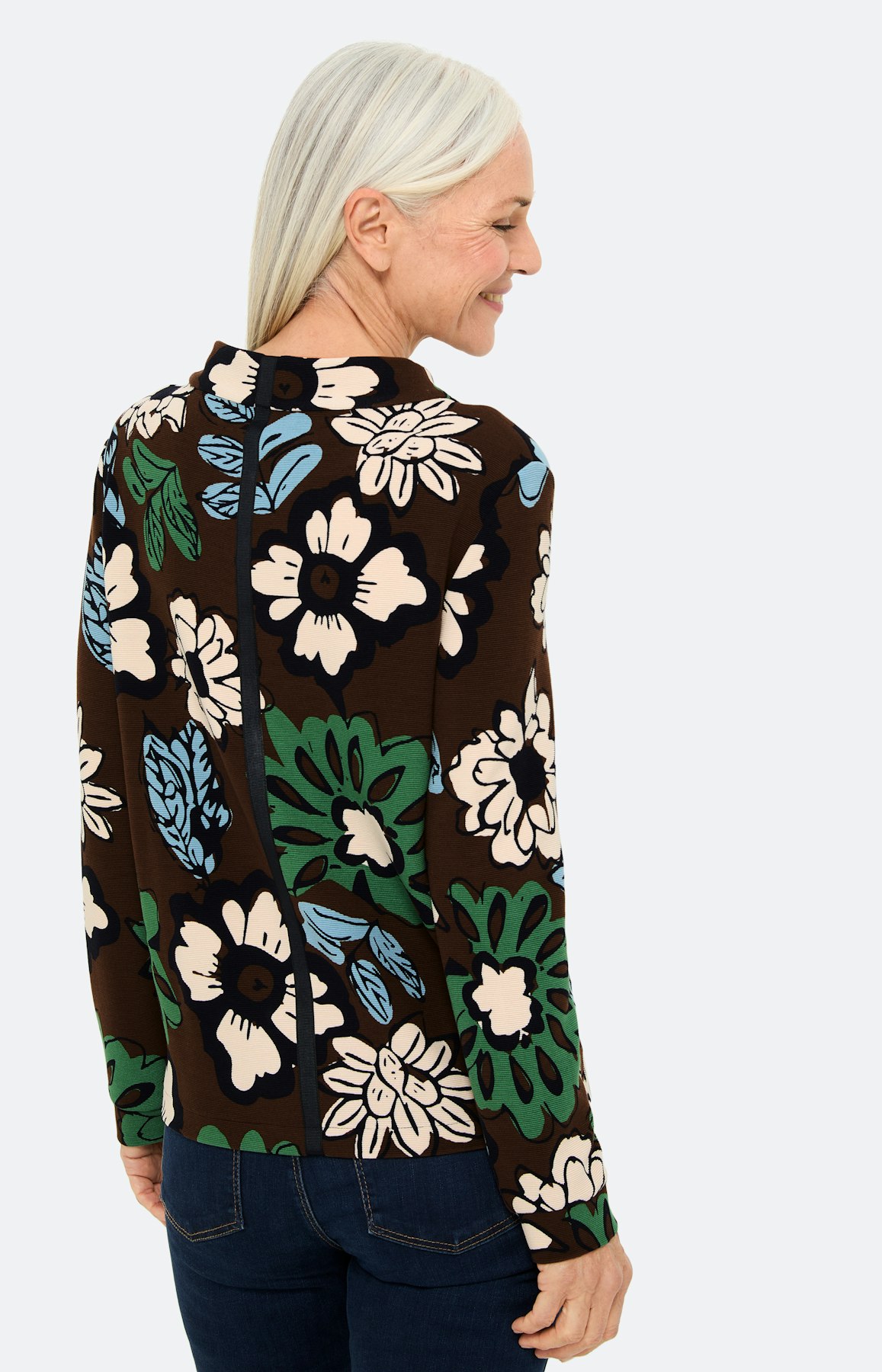 Sweatshirt met bloemenprint, bruin