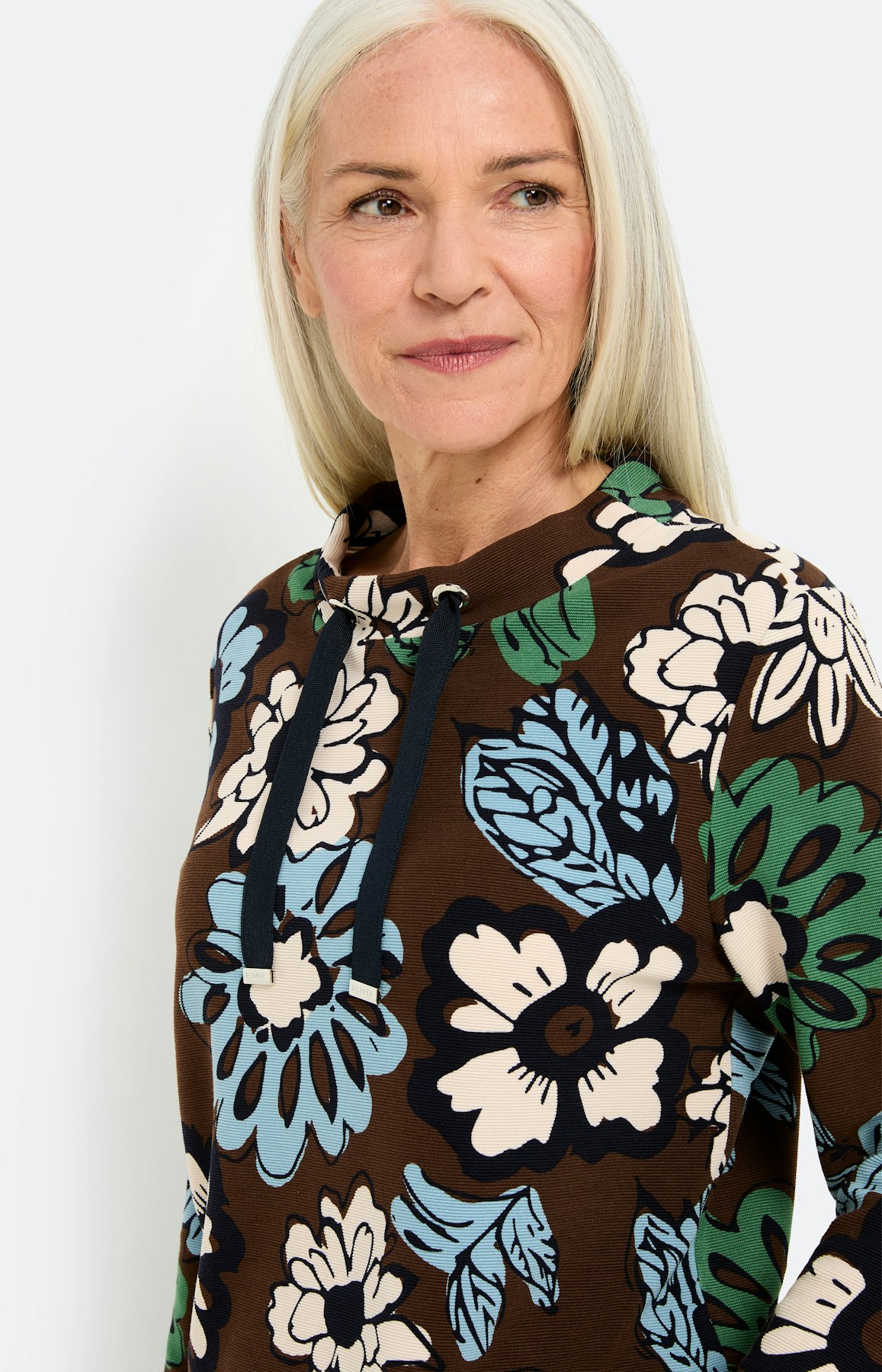 Sweatshirt met bloemenprint, bruin