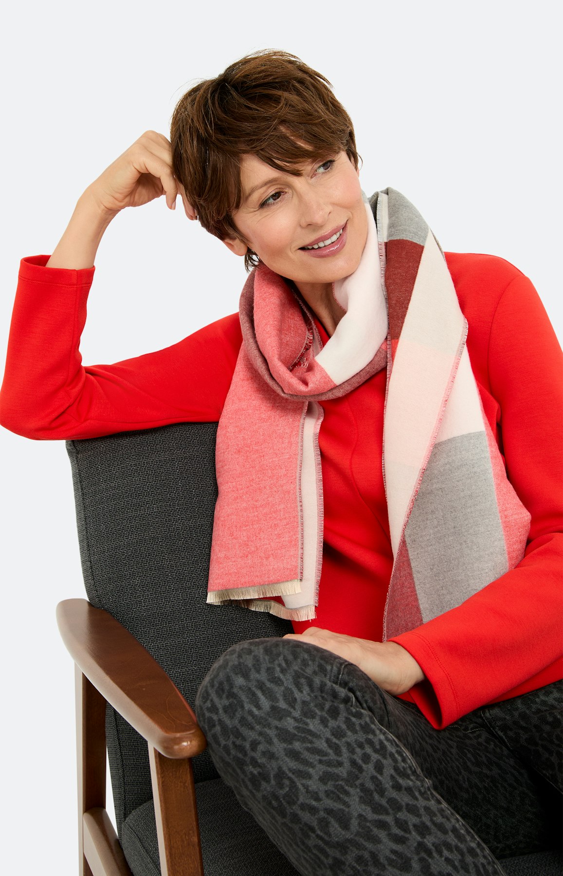 Sjaal met een ruitmotief, rood