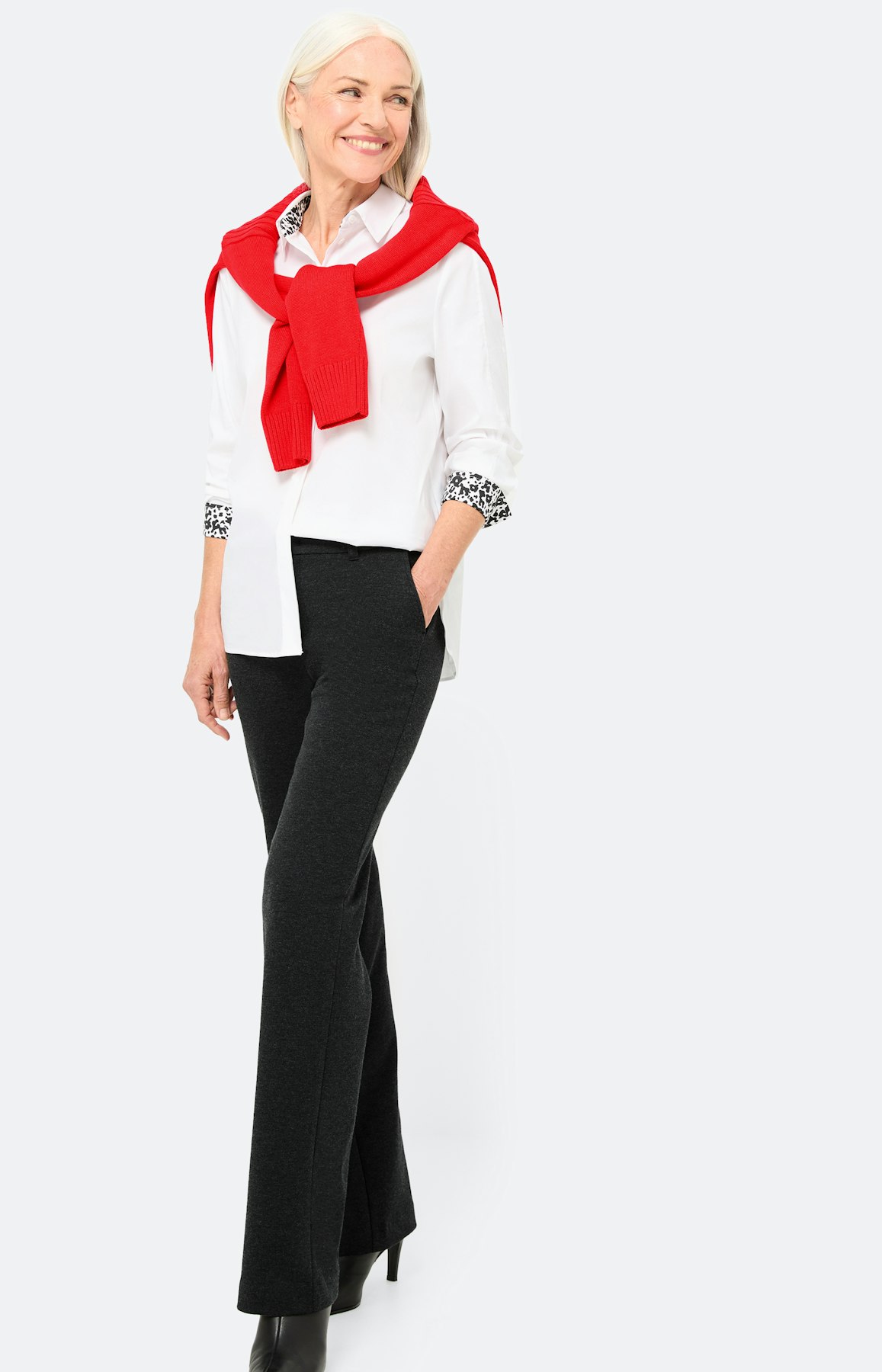 Blouse met een blinde knoopsluiting, wit