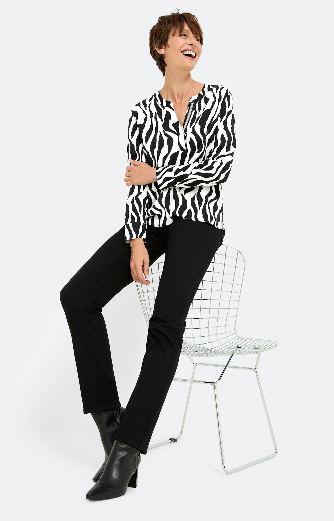 Blouse met zebramotief, wit