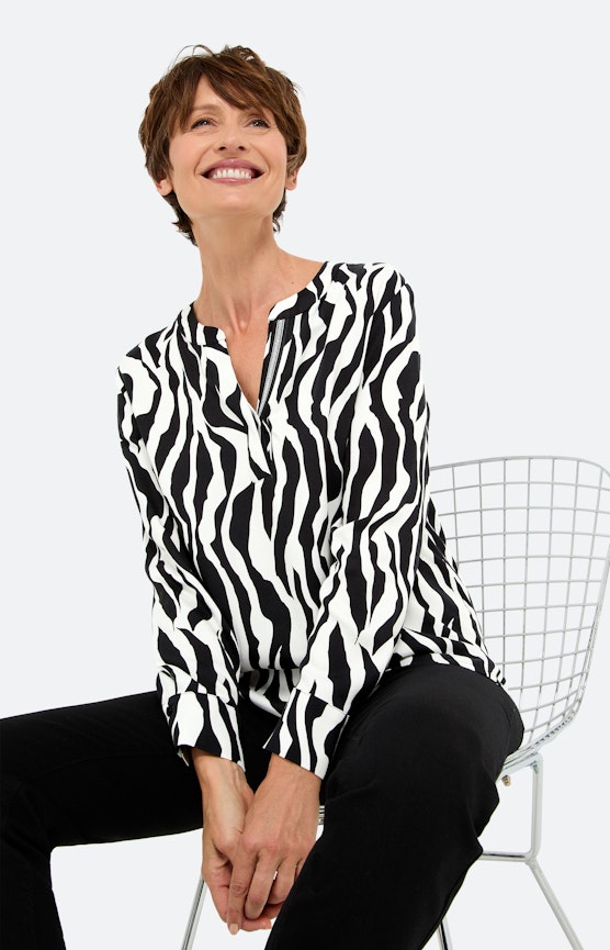 Bluse mit Zebramuster, weiß