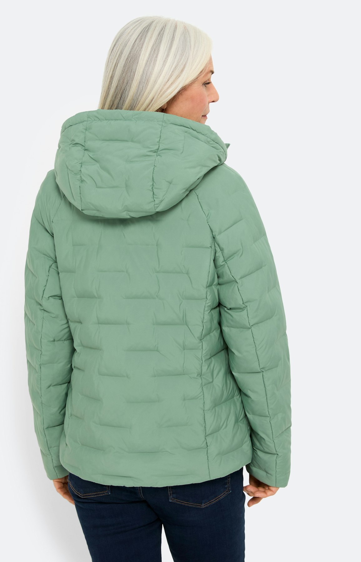 Gewatteerde jas, ritszakken, grijsgroen