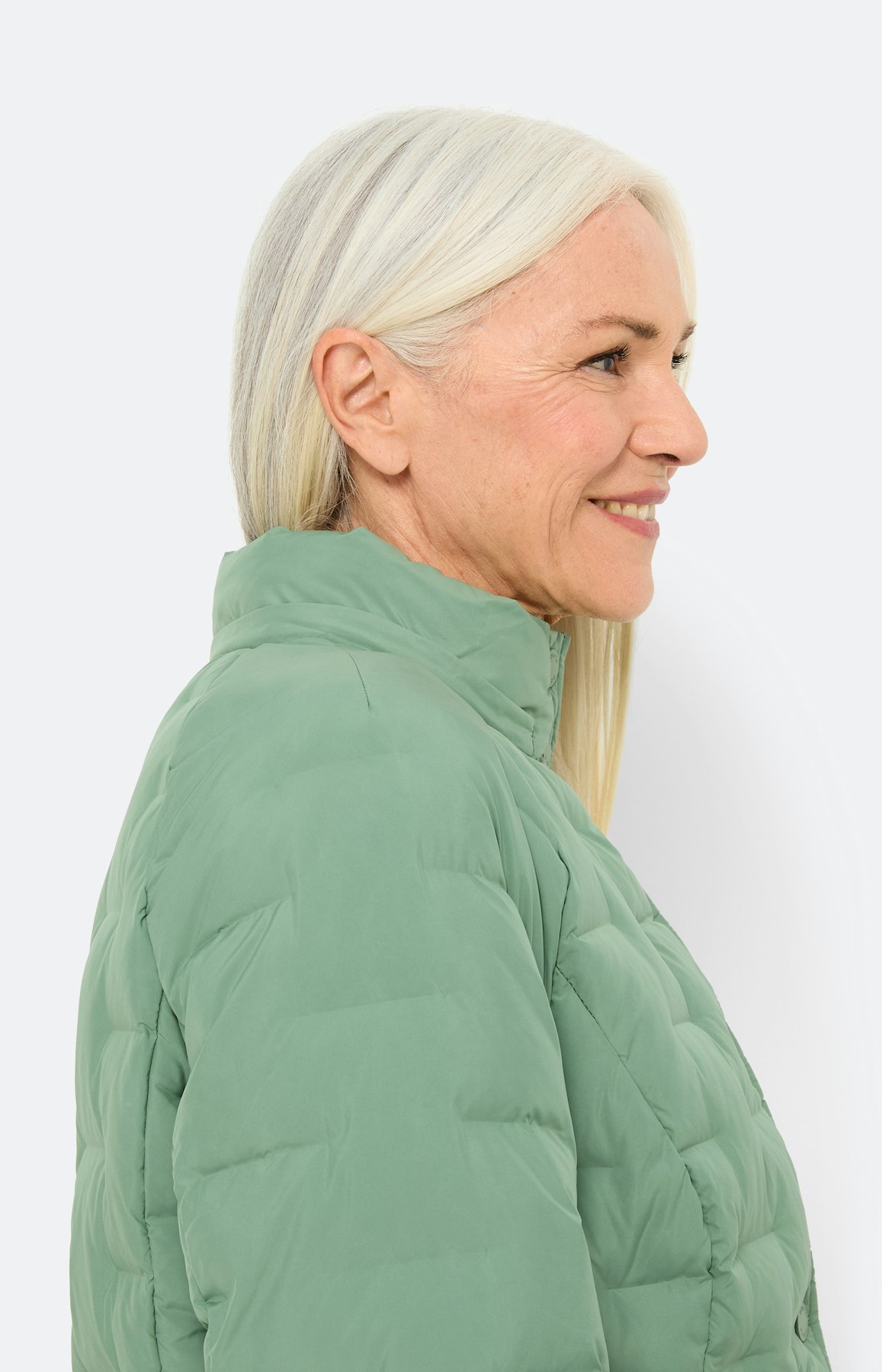 Gewatteerde jas, ritszakken, grijsgroen