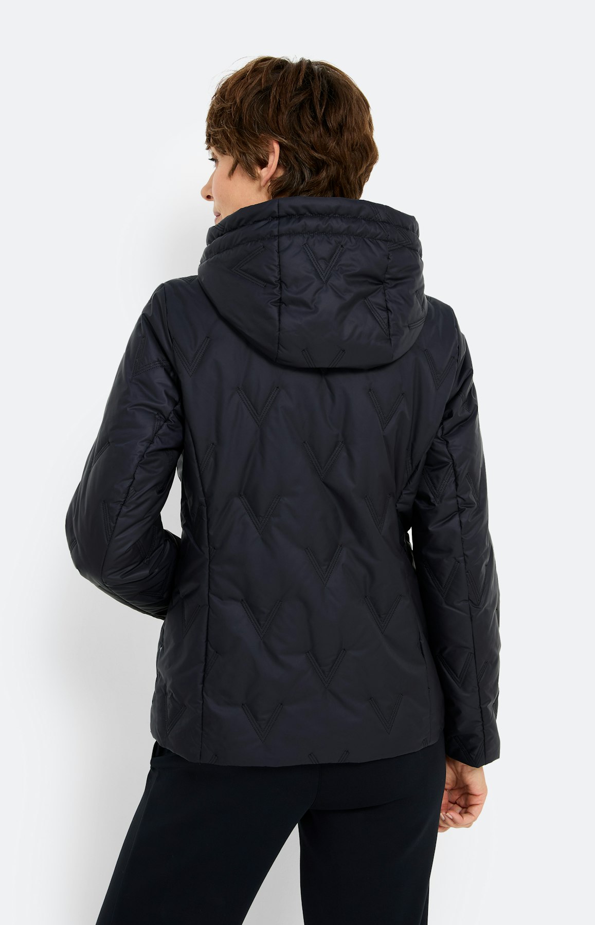 Jas met gekarteld stikselmotief, marine