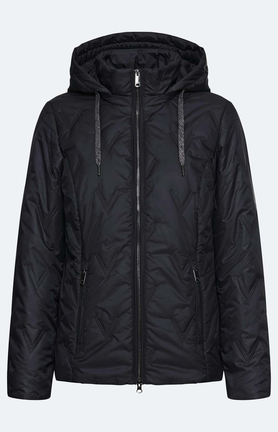 Jas met gekarteld stikselmotief, marine