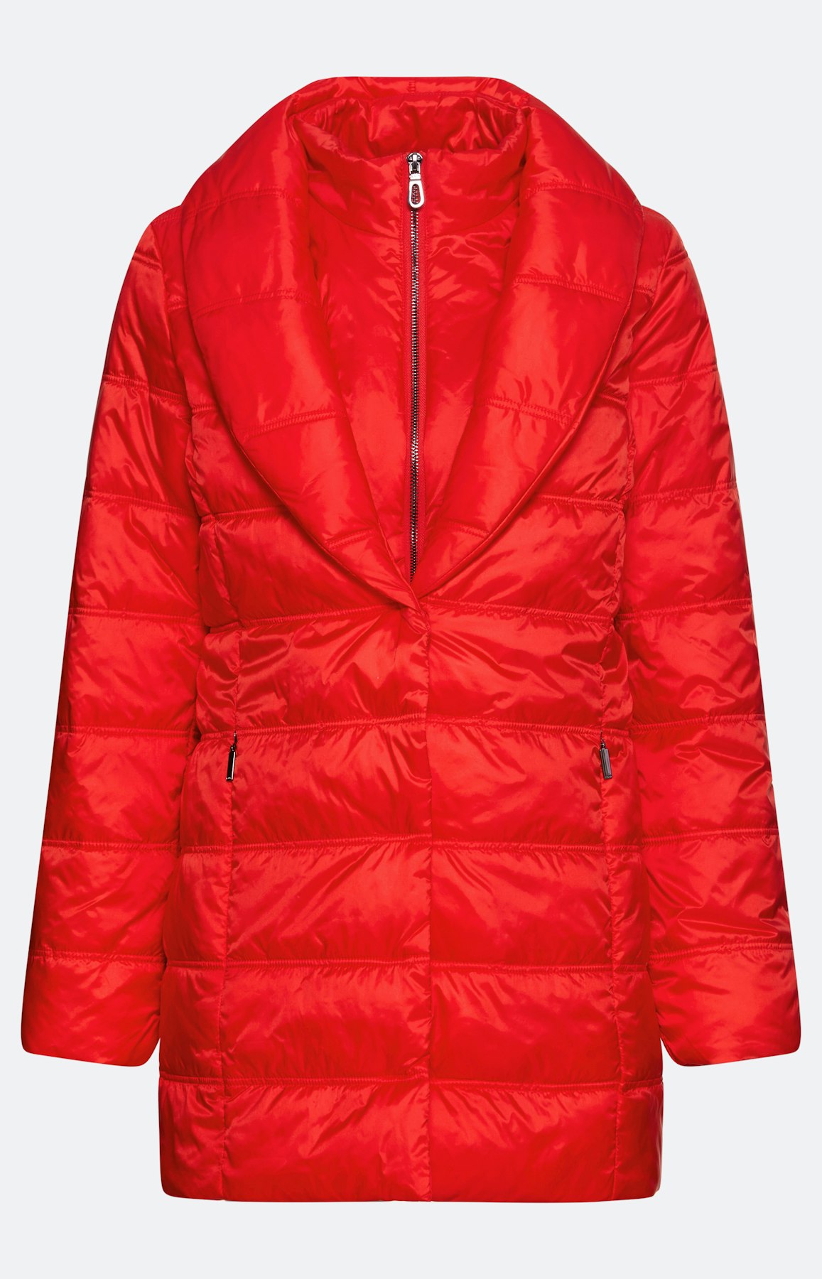 Doorgestikte mantel, robijnrood