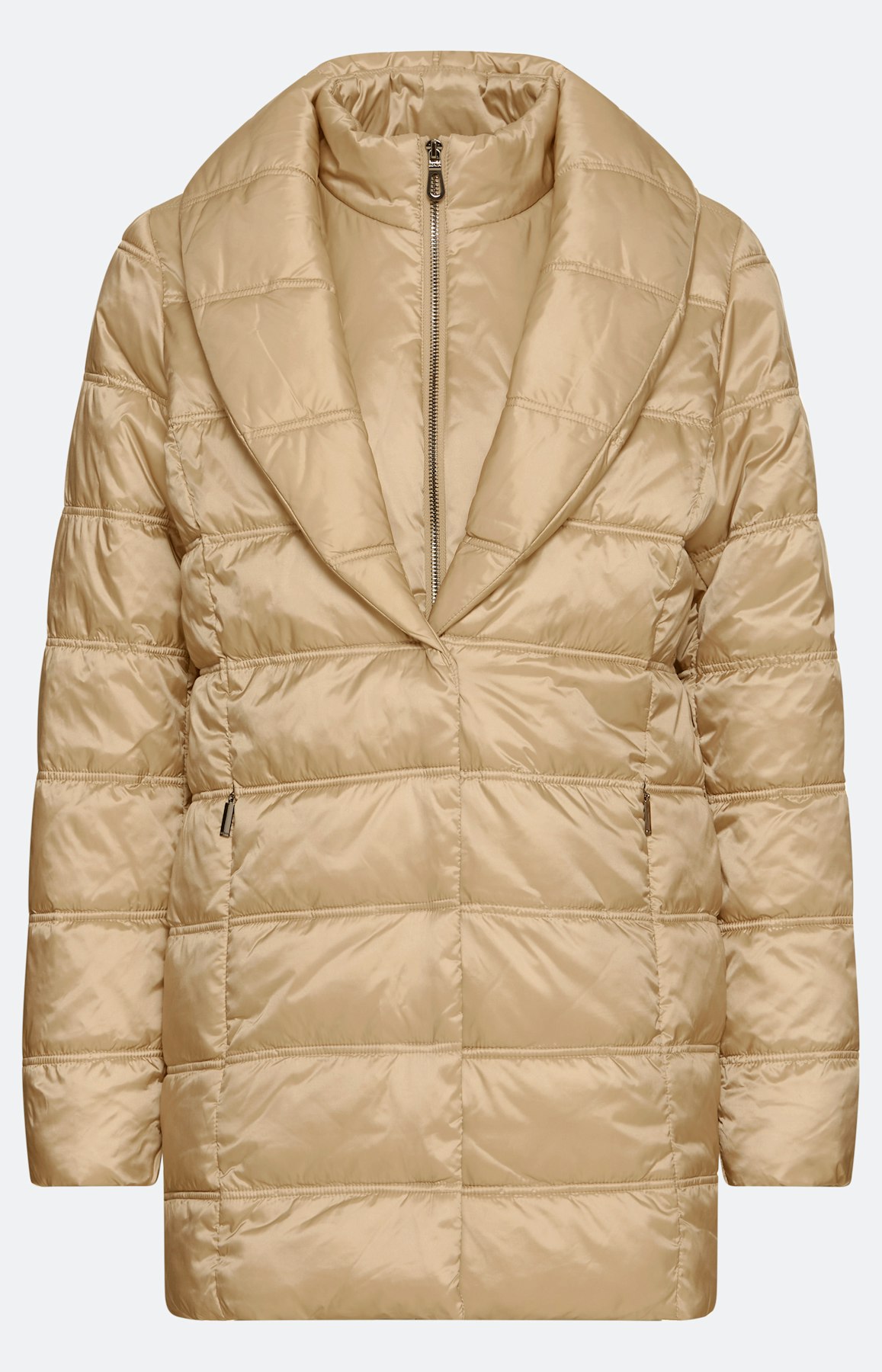 Doorgestikte mantel, karamel