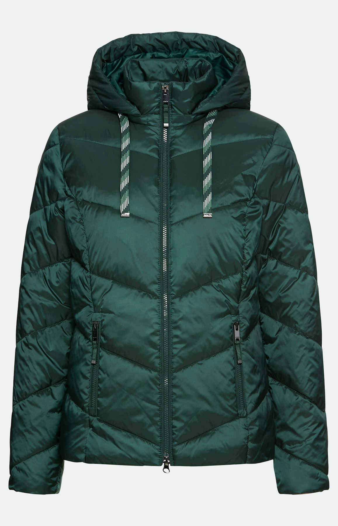 Gewatteerde jas, ritszakken, donkergroen