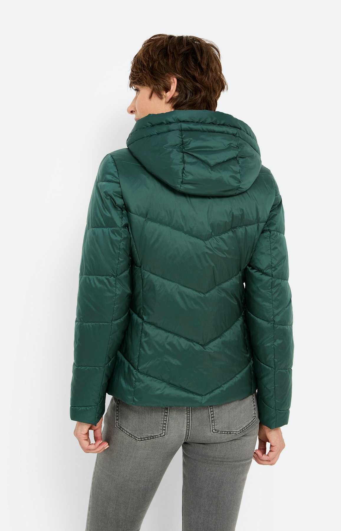 Gewatteerde jas, ritszakken, donkergroen