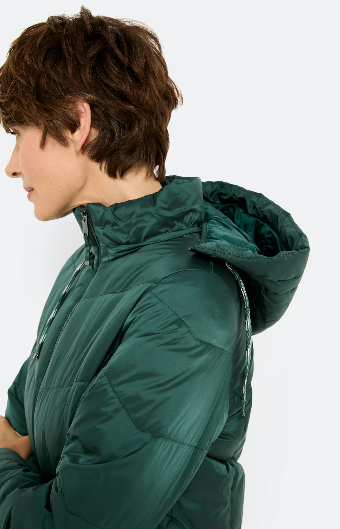 Gewatteerde jas, ritszakken, donkergroen