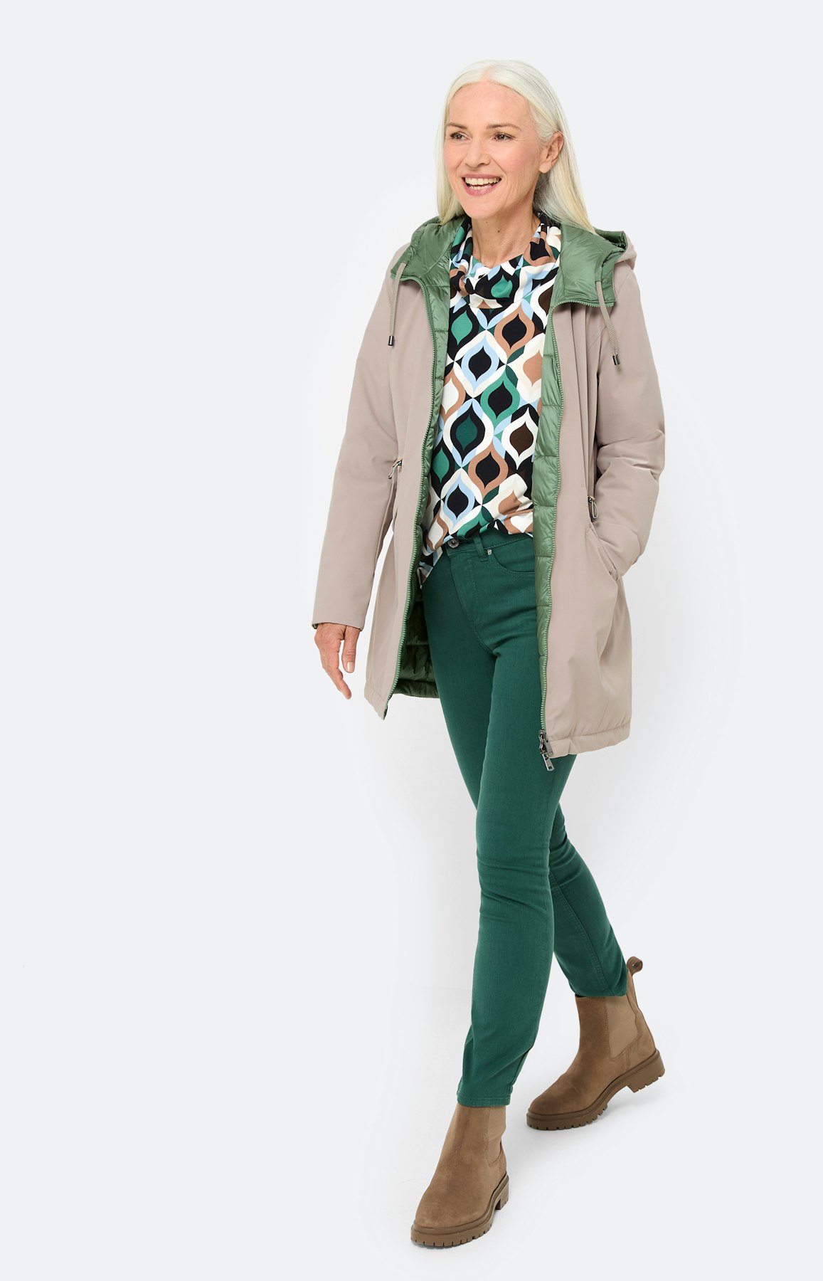 Parka die keerbaar is, taupe