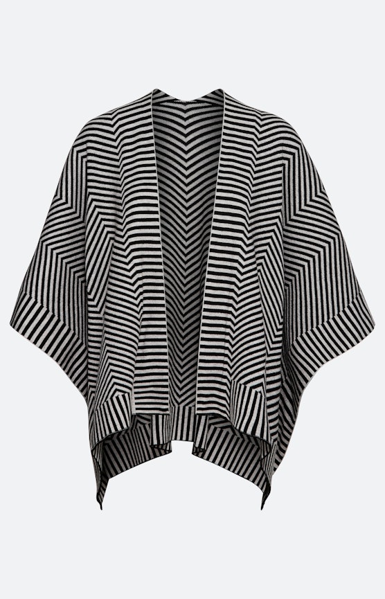 Poncho in streepdessin, zwart