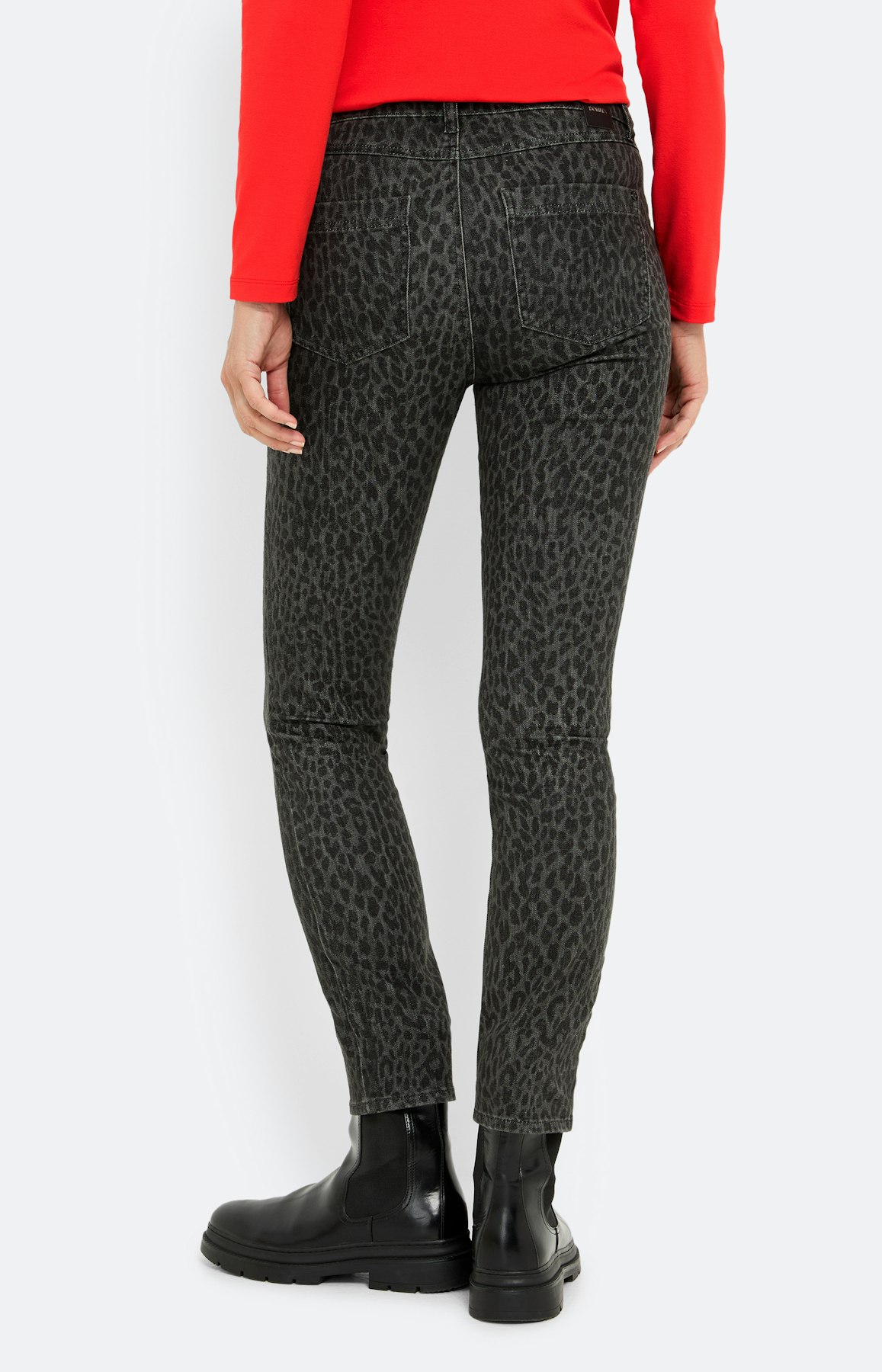 Jeans met luipaardmotief 30 inch, grijs