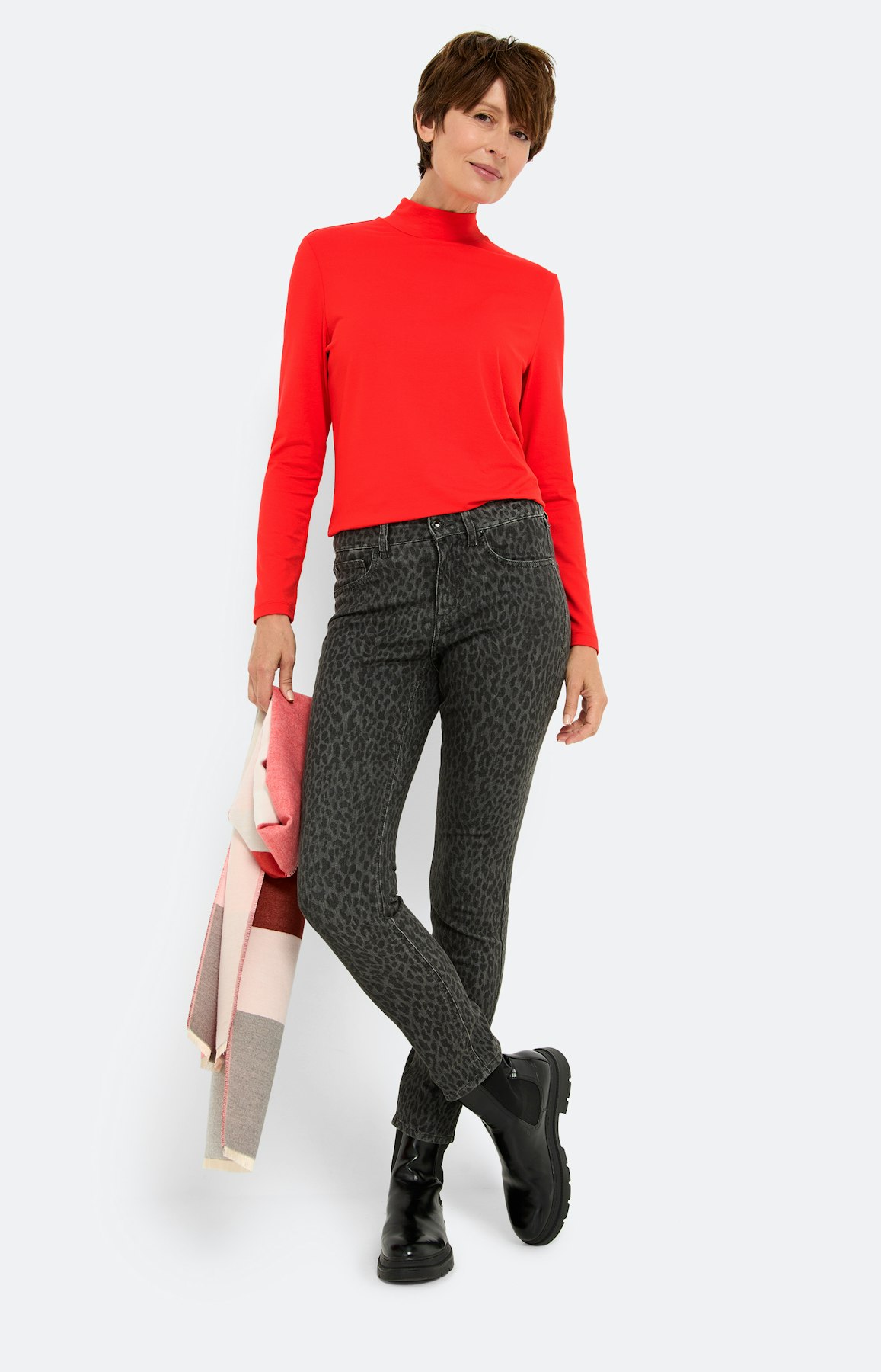 Jeans met luipaardmotief 30 inch, grijs