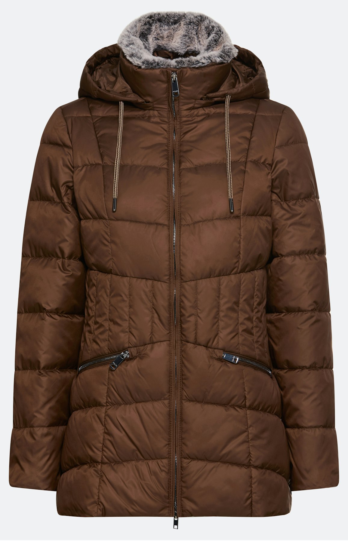 Doorgestikte mantel, bruin