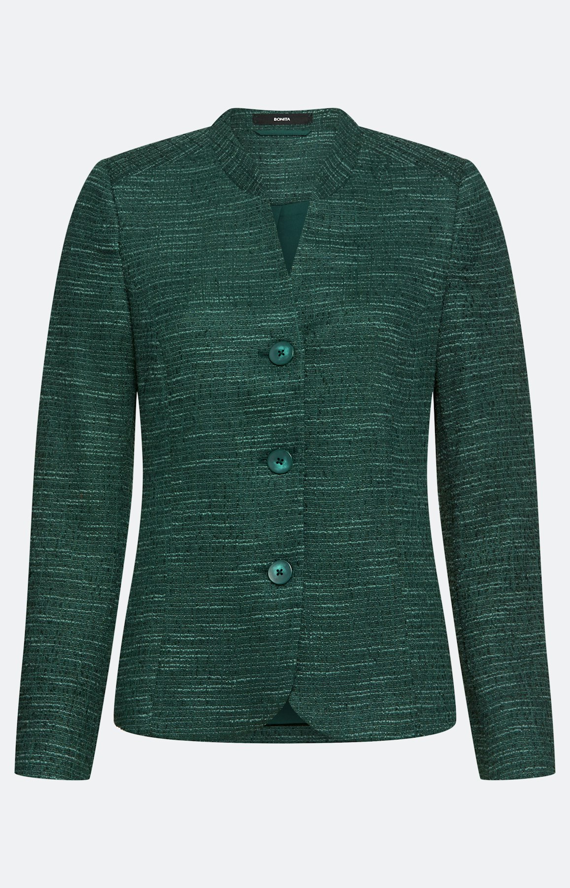 Bouclé-blazer met structuur, donkergroen