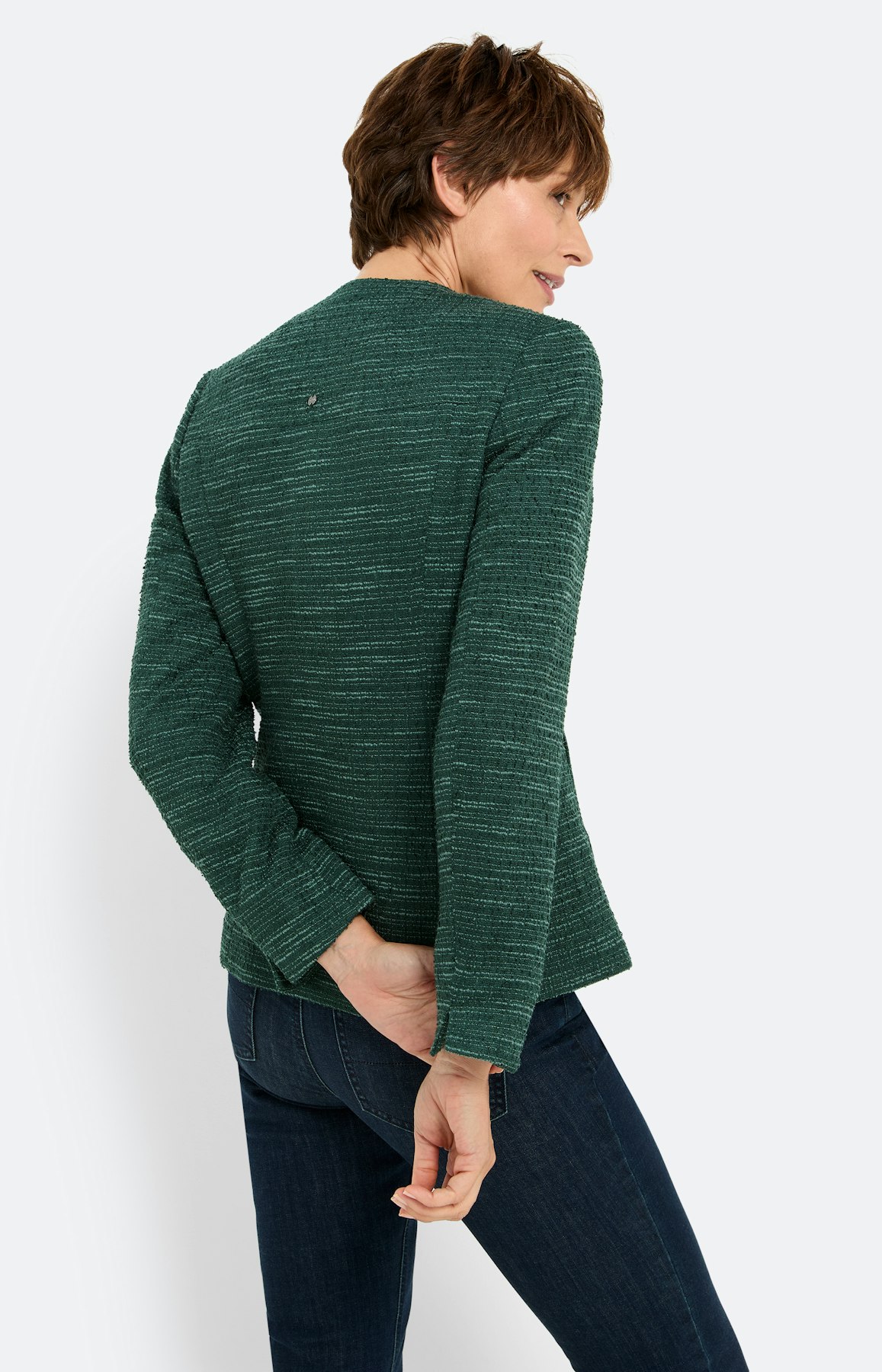 Bouclé-blazer met structuur, donkergroen