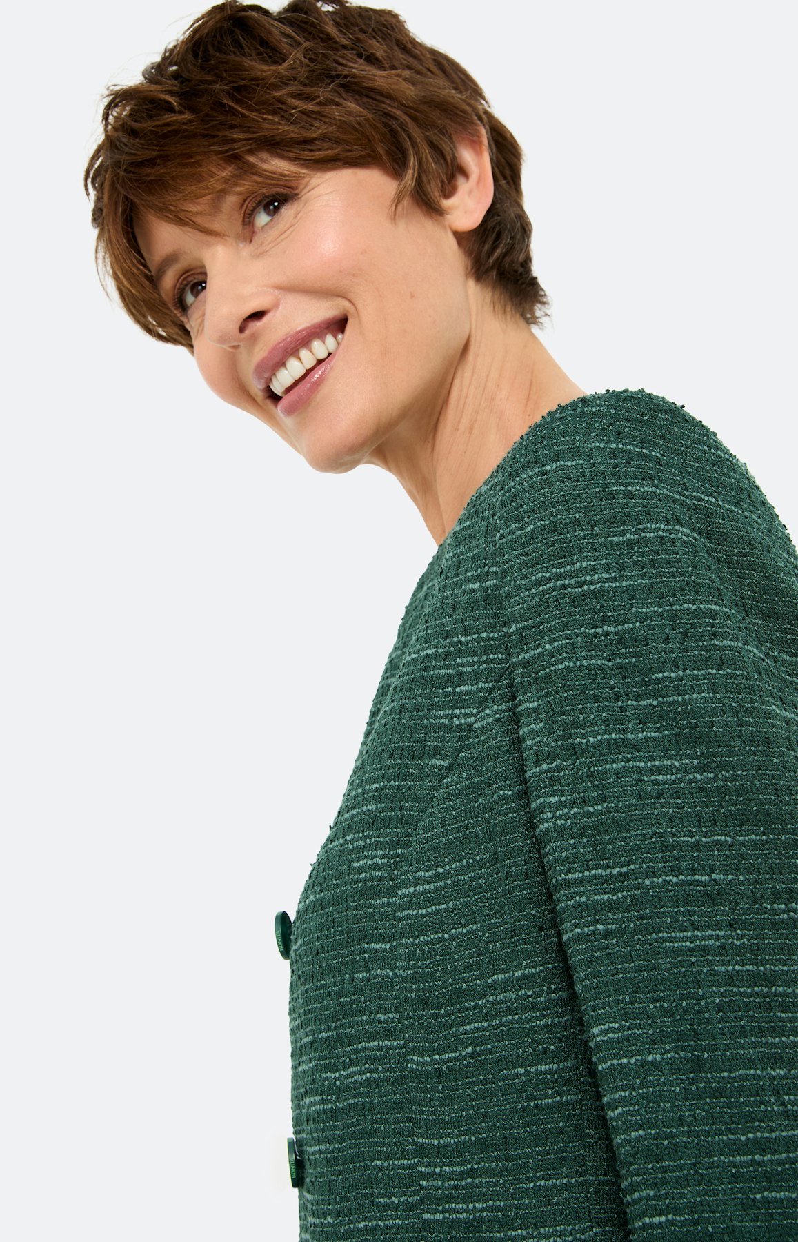 Bouclé-blazer met structuur, donkergroen