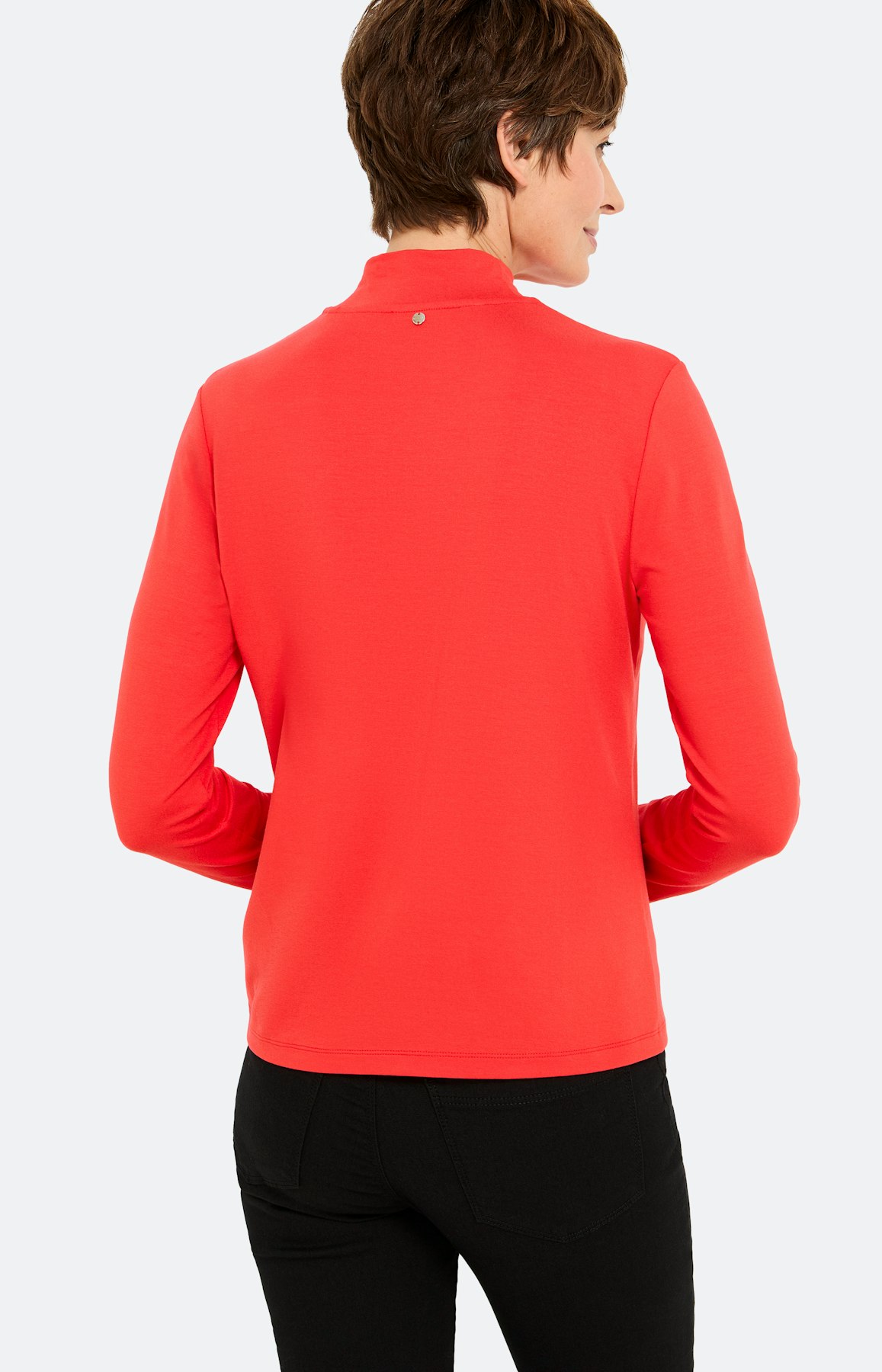 Shirt met opstaande kraag, robijnrood