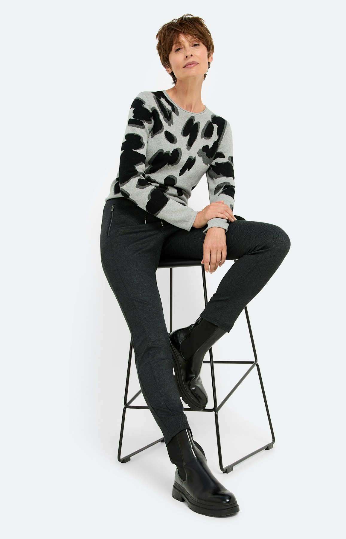 Broek met rijgkoord 30 inch, grijs