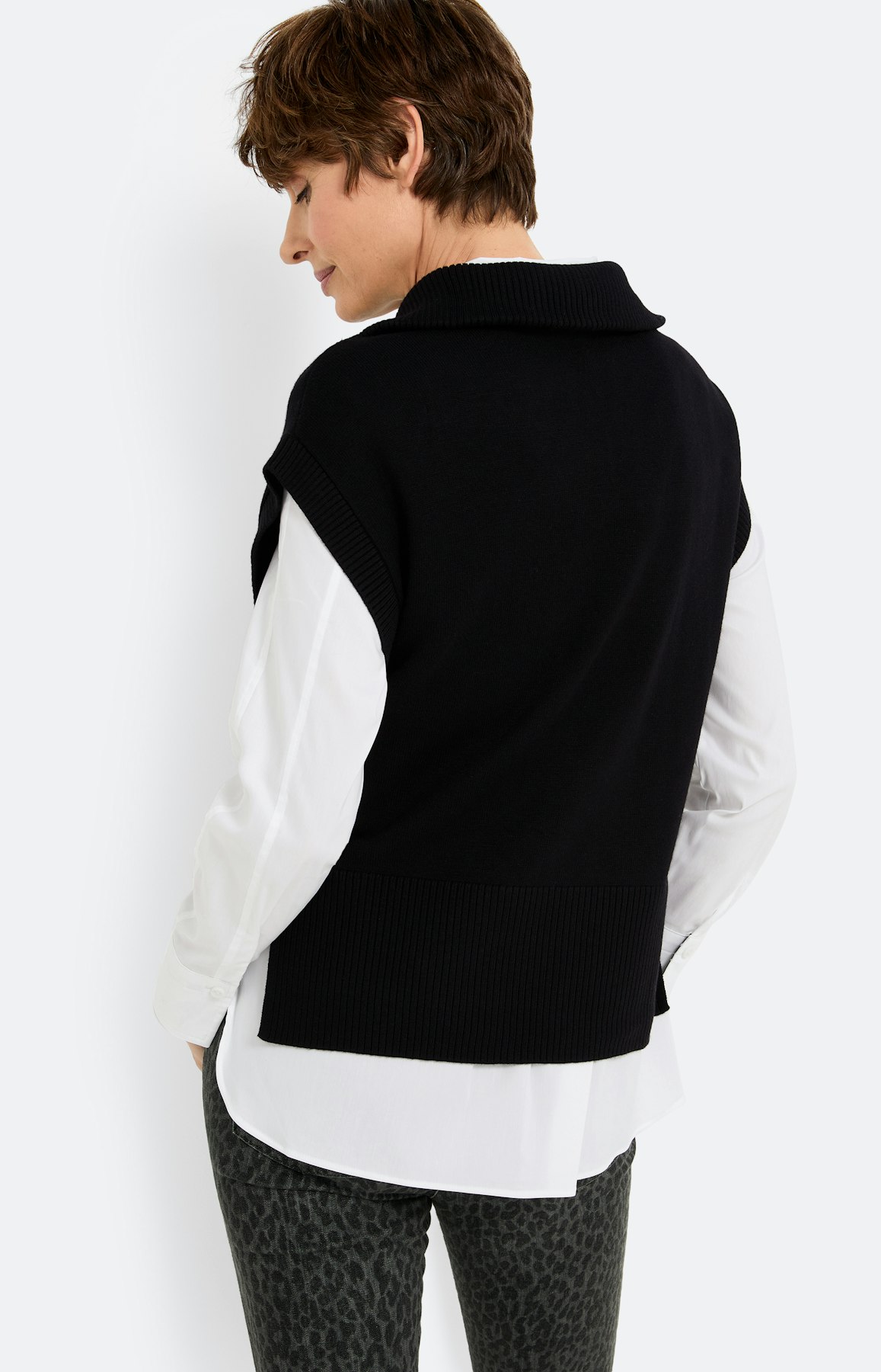 Slip-over met schipperskraag, zwart