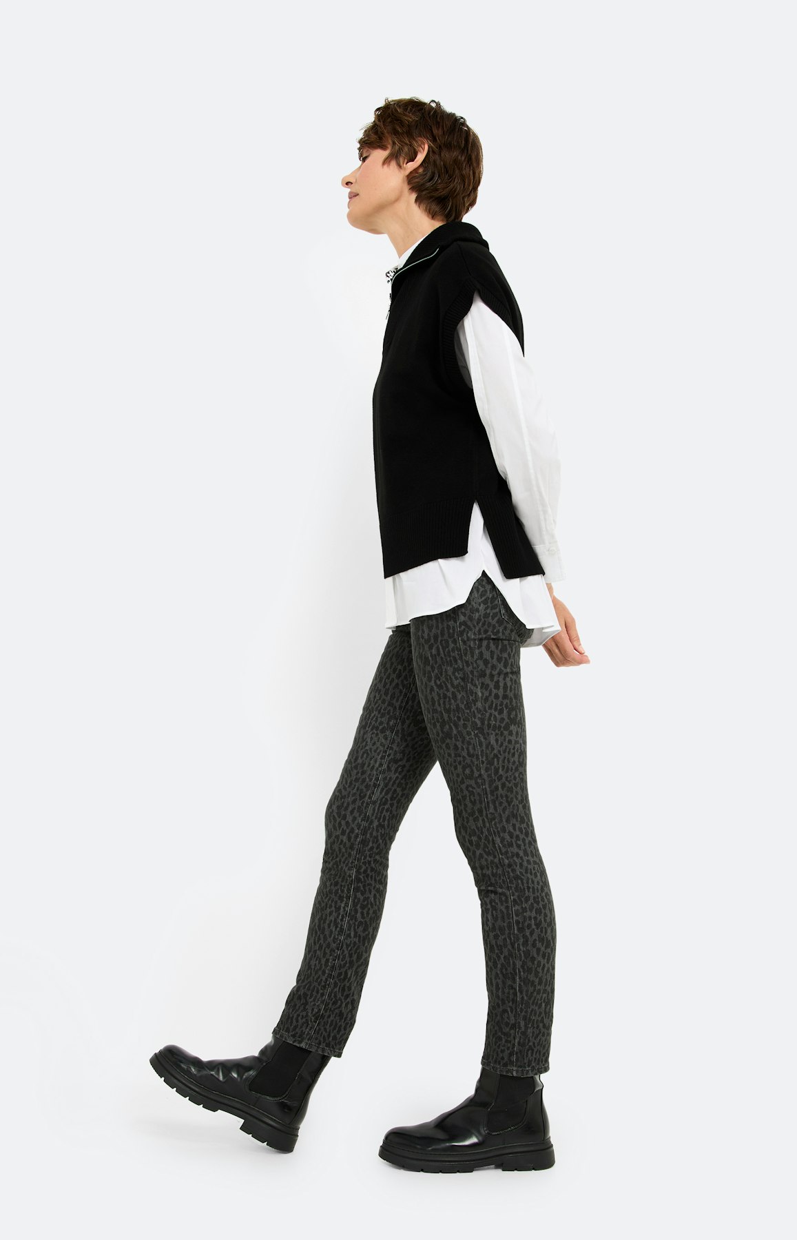 Slip-over met schipperskraag, zwart