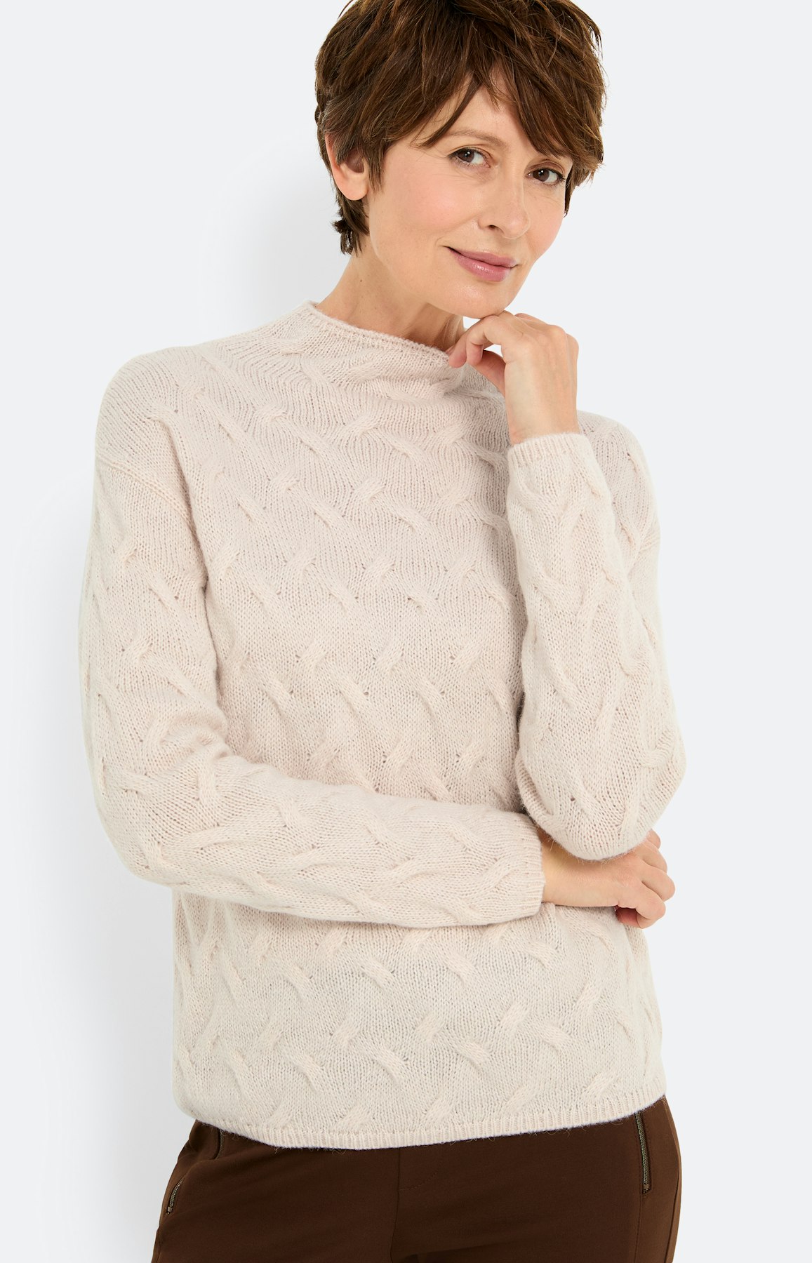Pullover mit Strickmuster, beige