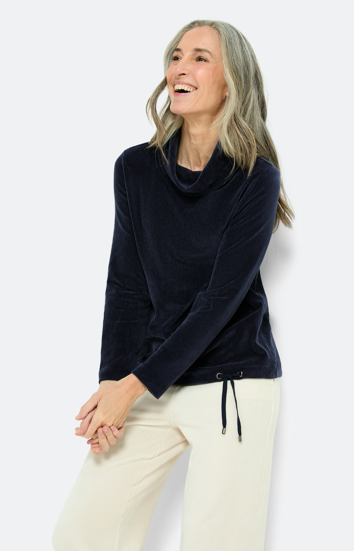 Sweatshirt van cord-velours, marine