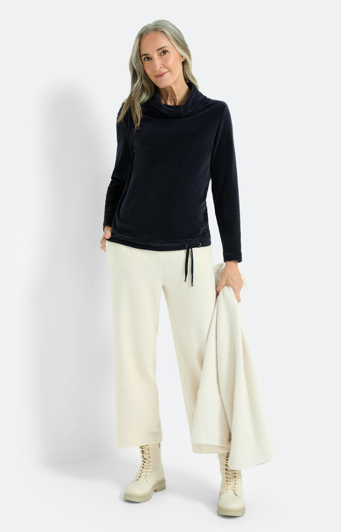 Sweatshirt van cord-velours, marine