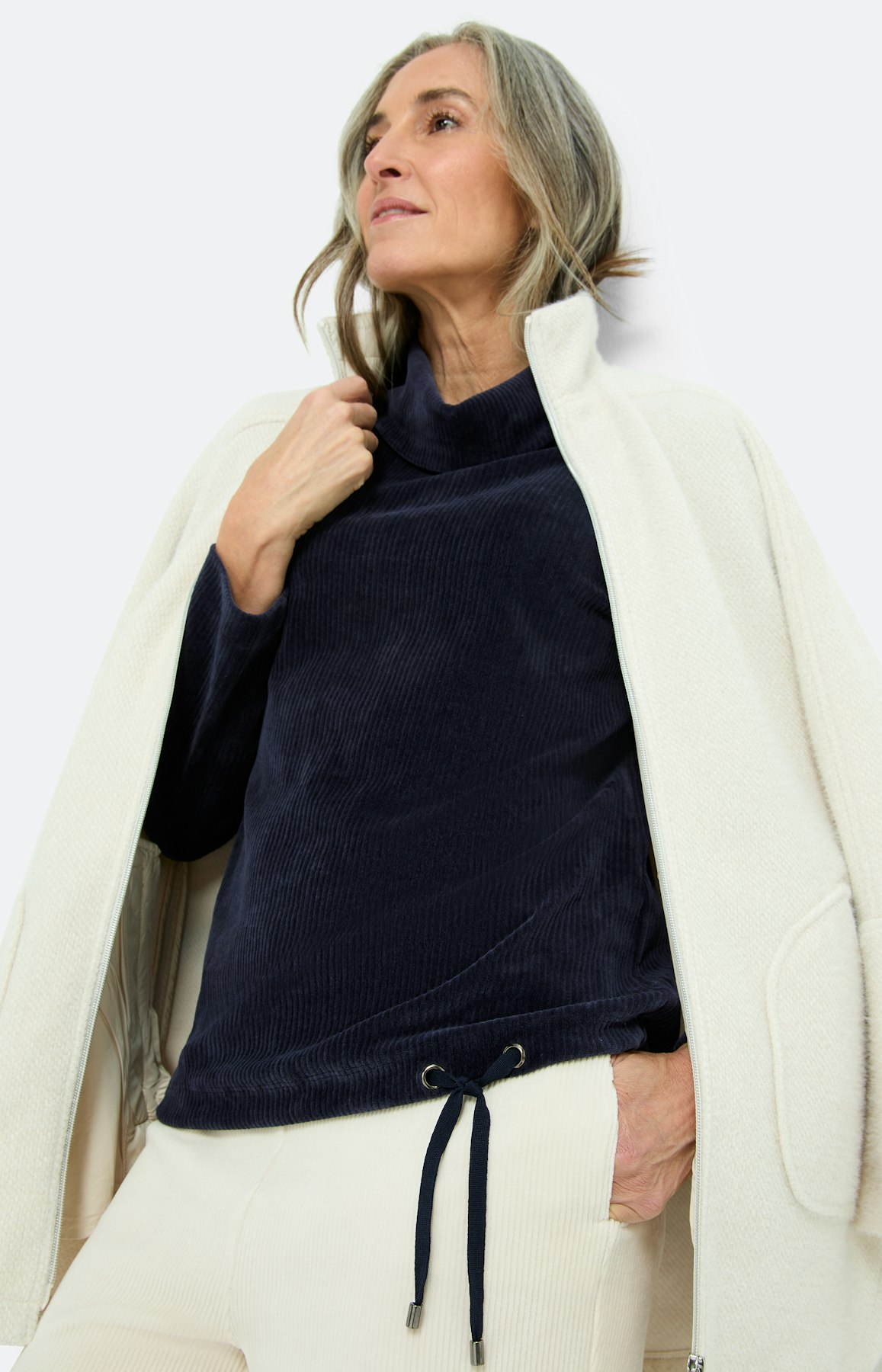 Sweatshirt van cord-velours, marine