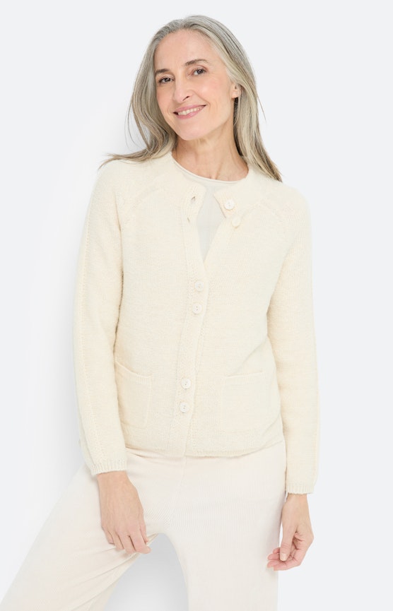 Cardigan mit aufgesetzten Taschen, creme