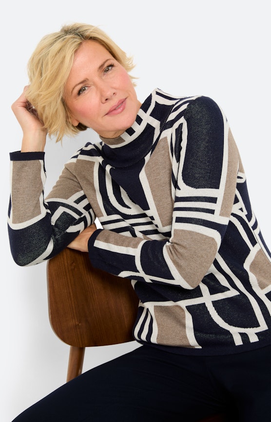 Pullover mit Jacquardmuster, marine