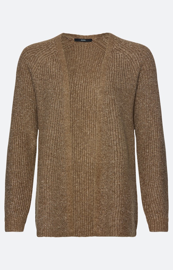 Cardigan mit offener Kante, taupe