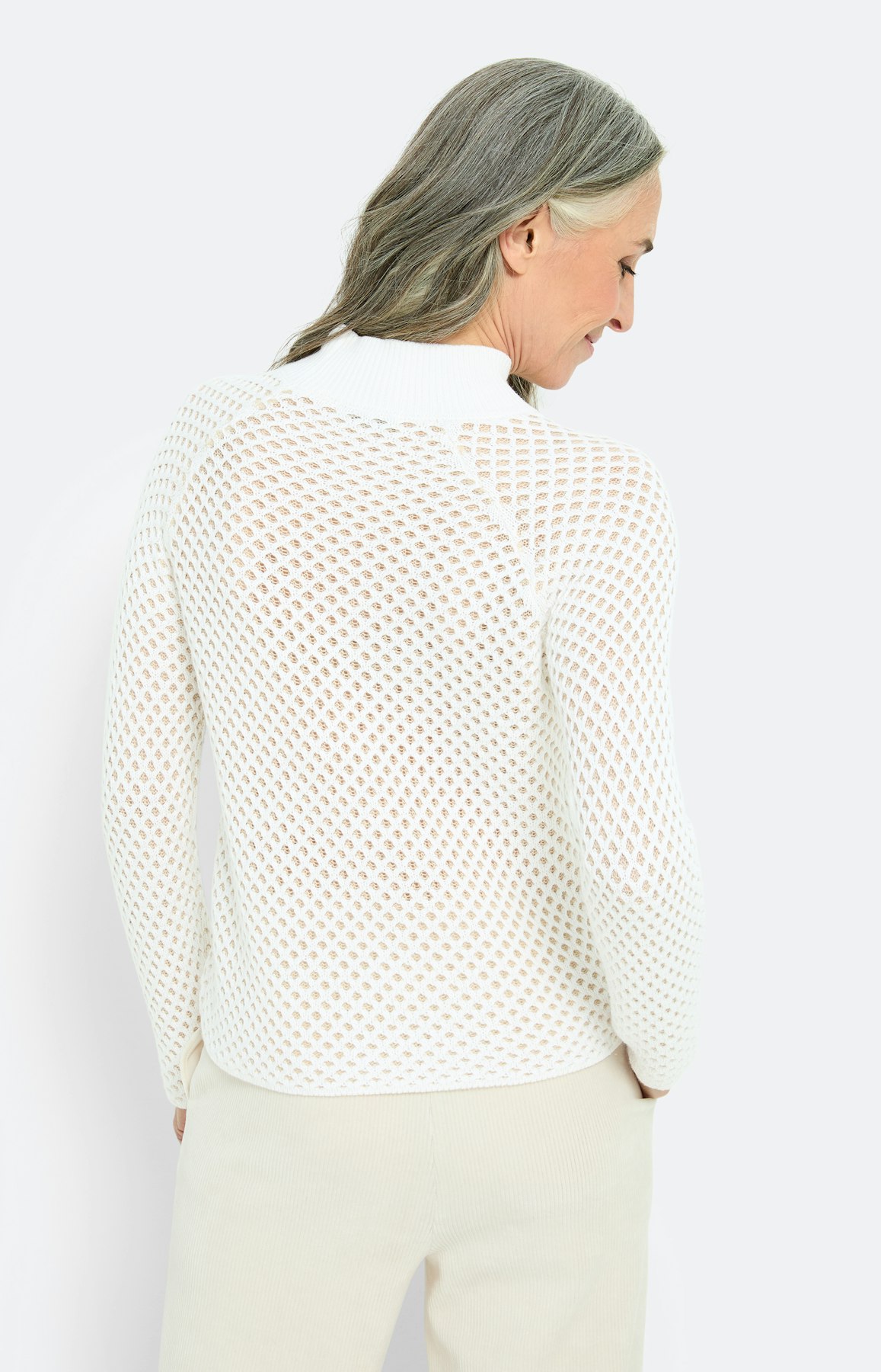 Pullover mit 3-D-Struktur, creme