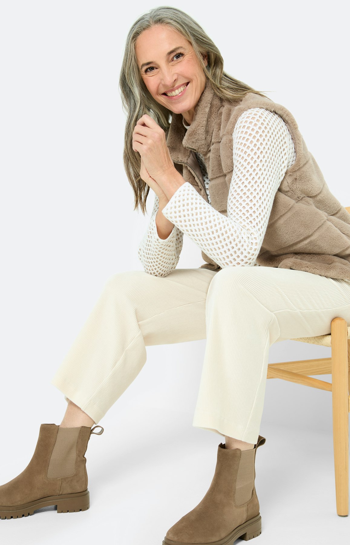 Pullover mit 3-D-Struktur, creme