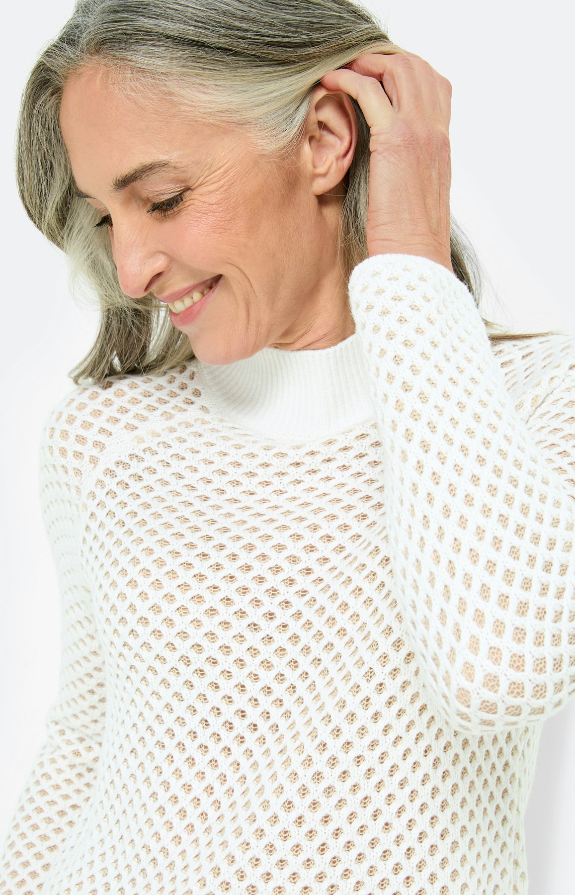 Pullover mit 3-D-Struktur, creme