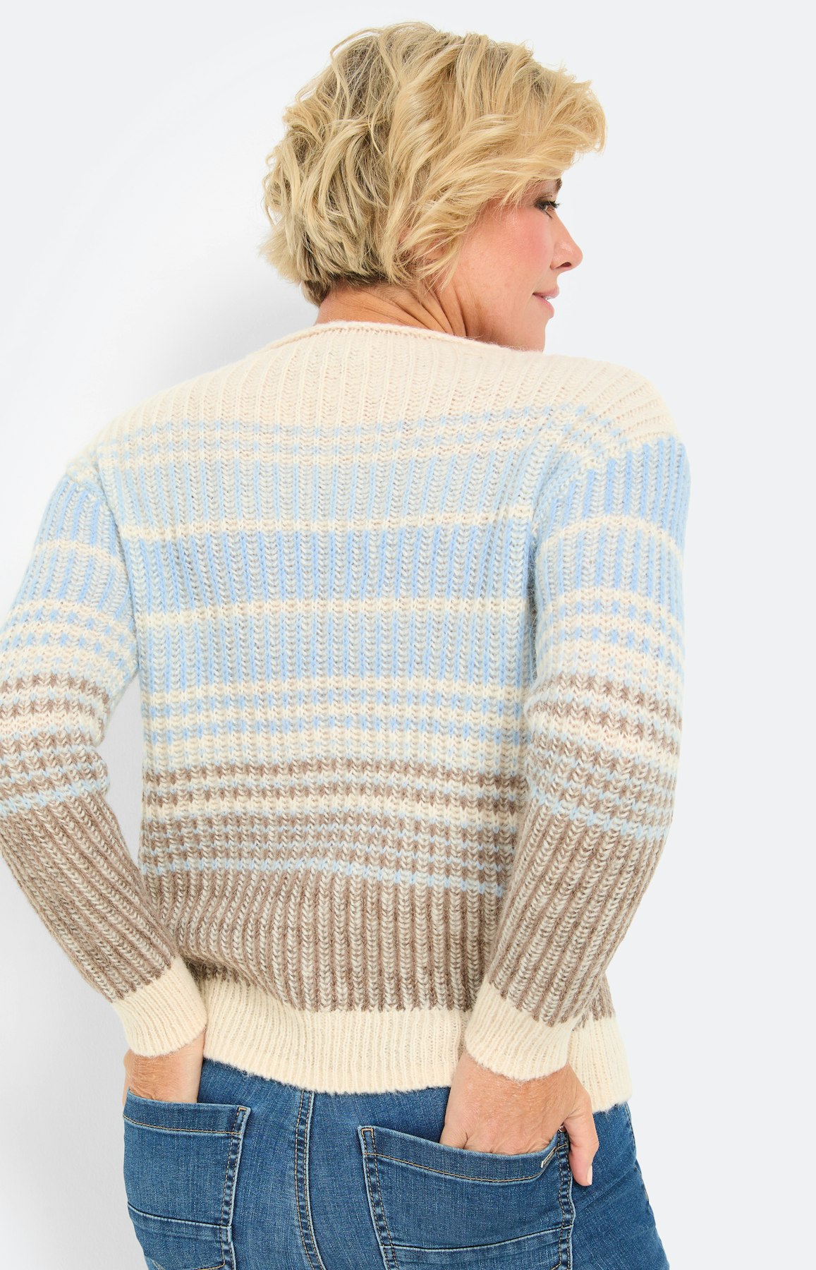 Trui met streepdessin, taupe