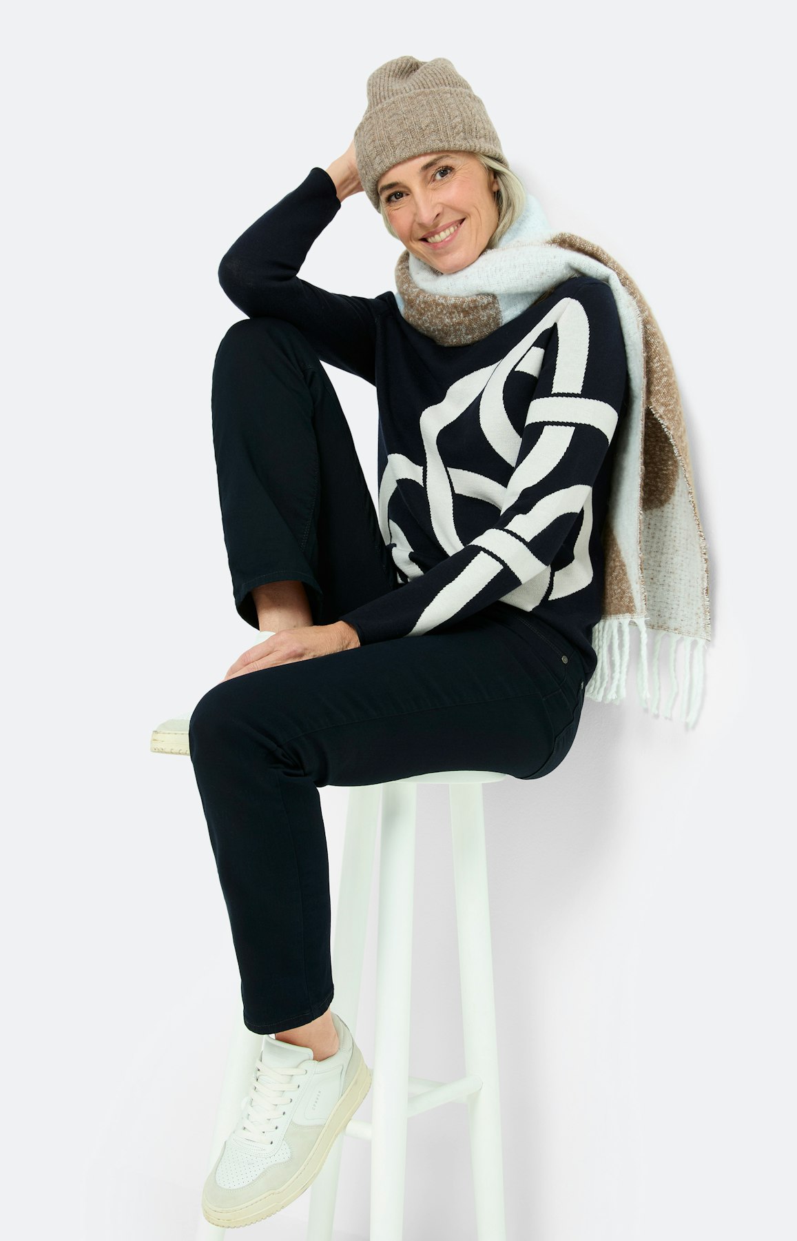 Trui met jacquardmotief, marine