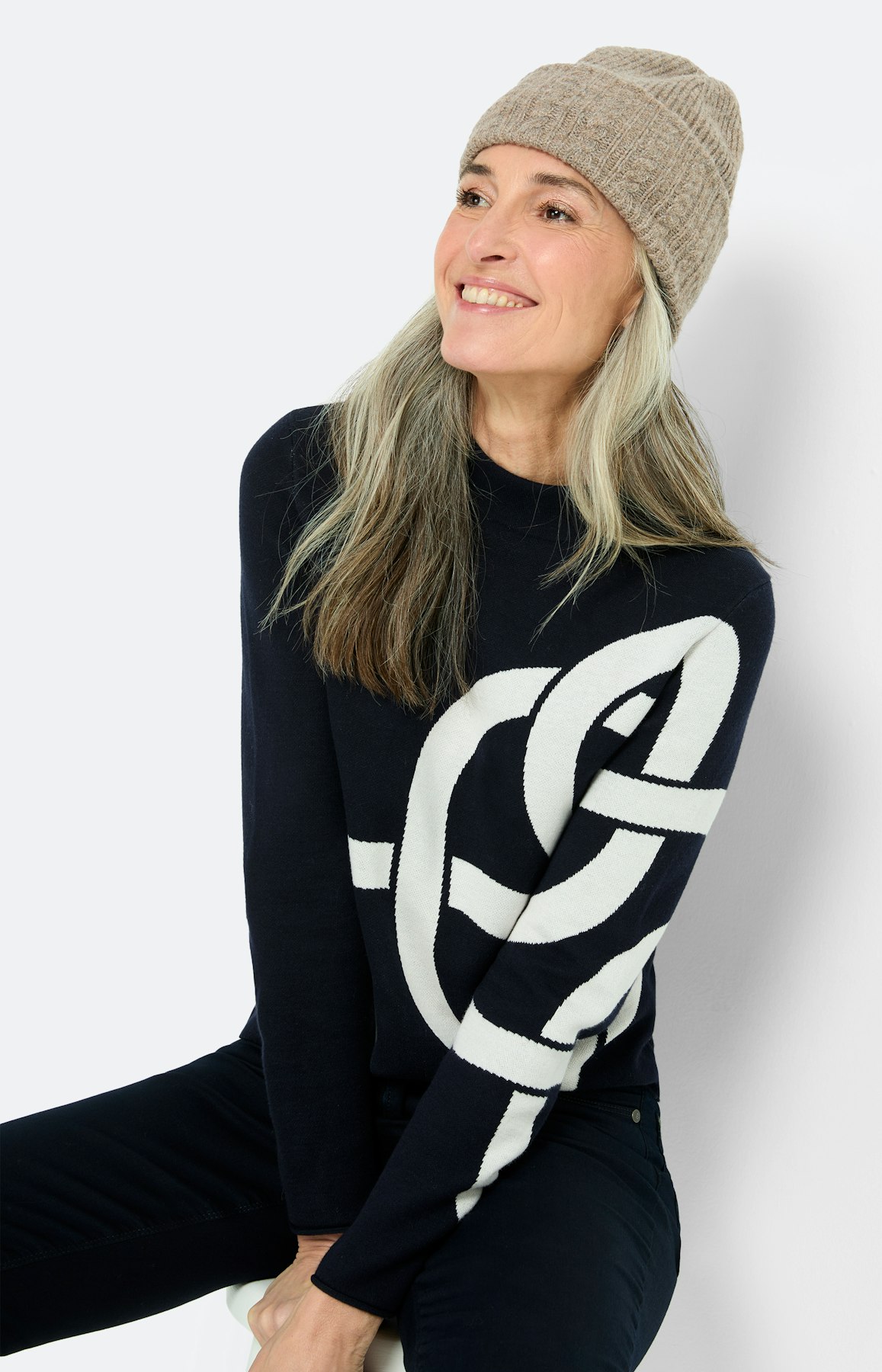 Trui met jacquardmotief, marine