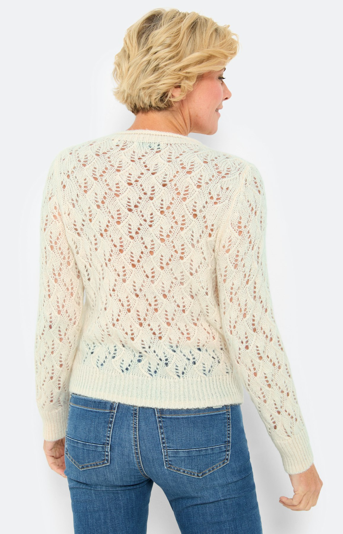 Trui in ajourbreisel, crème